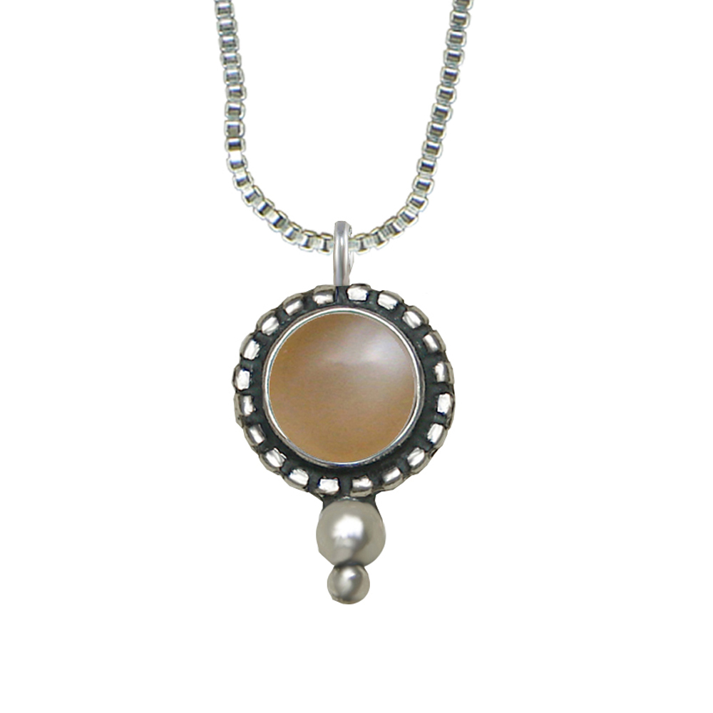 Sterling Silver Little Peach Moonstone Pendant Necklace